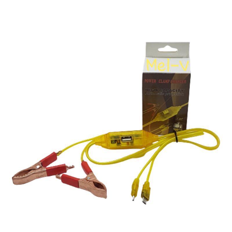 Charger Hp Sepeda Motor Square Micro USB Kabel Aki Jepit Accu DC 3in1