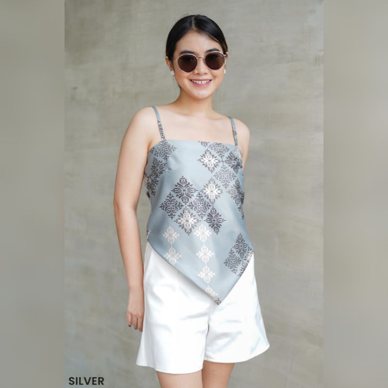 Scarf Tanktop Wanita Satin Silk Motif