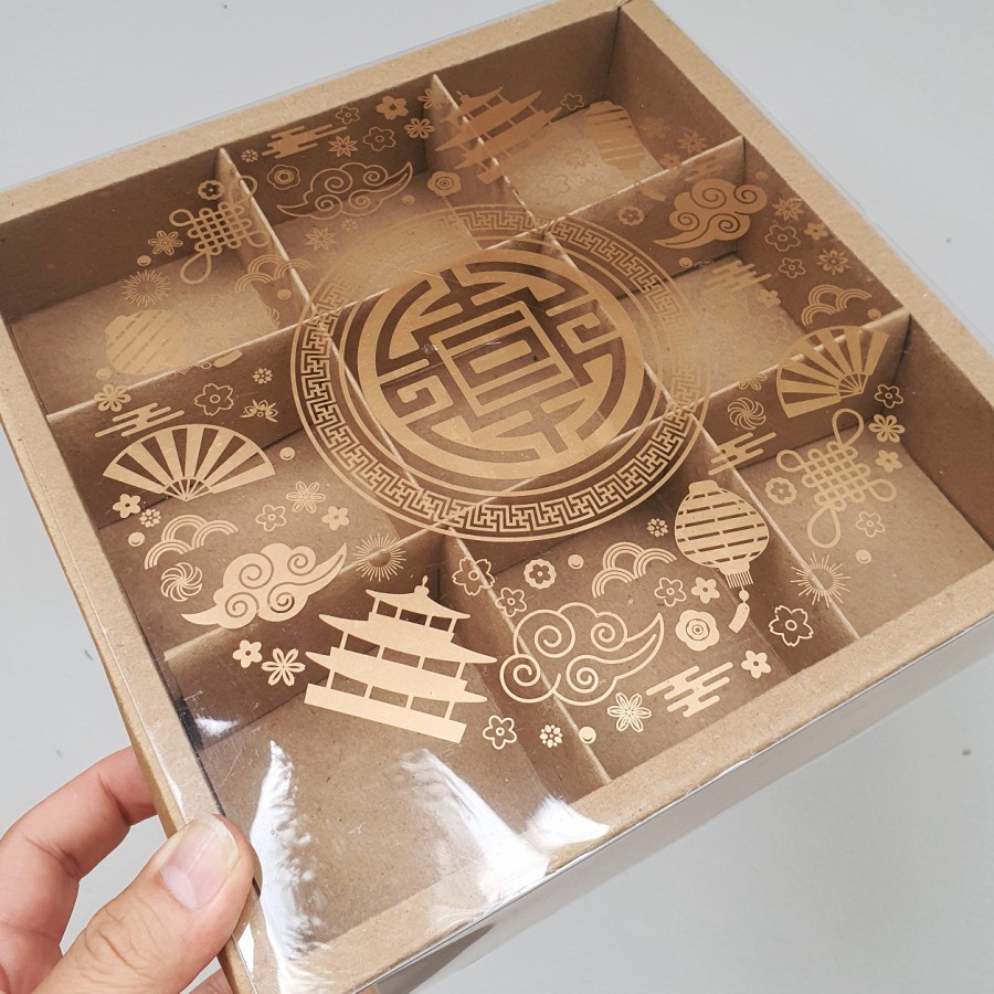 

(5 Pcs) Box Mika Imlek CNY Sincia Kotak Kemasan Dus Kue Cake Eggtart Sekat 9 Packaging Hampers Imlek CNY