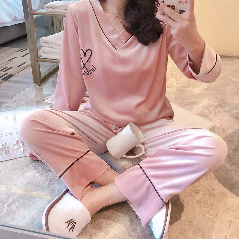 JC- Set Piyama Bulu Bludru PP / Piyama Kimono wanita terbaru / Stelan Bludru Premium import Murah-VBludru Love SalemPP