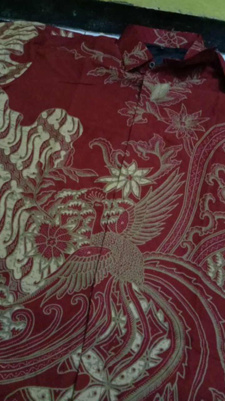 Peksi Seling Merah Kemeja Batik Pria Full Furing Bahan Katun Primisima