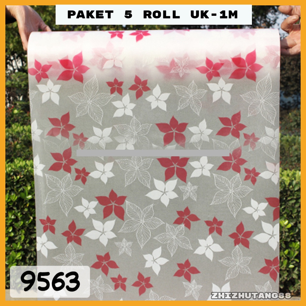 PAKET 5 ROLL Wallpaper Stiker Kaca Motif Stiker Kaca 3D Aesthetic Ukuran 45Cm X 1M