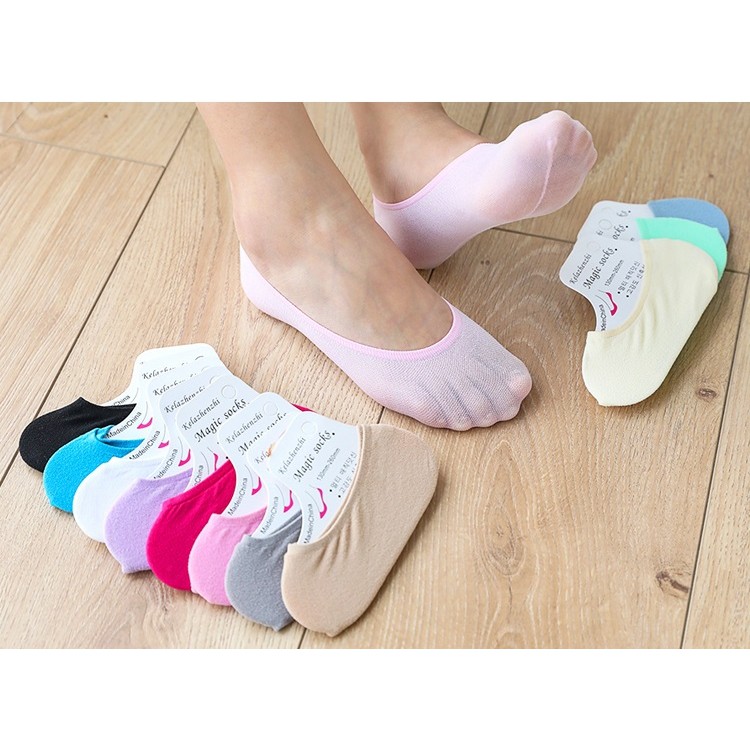 Kaos Kaki Anti Slip Socks Motif Polos Invicible Fashion Wanita cuci stock U16