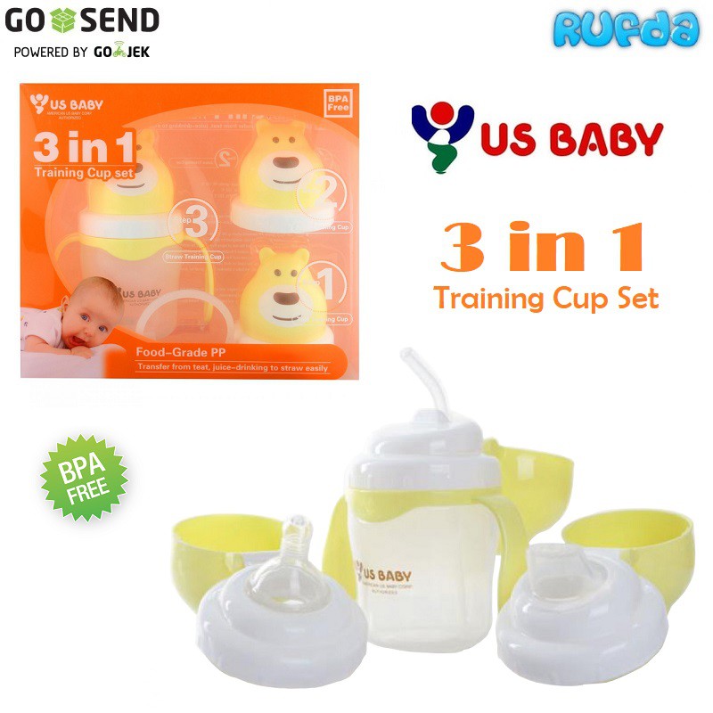 USBaby 3in1 Training Cup Set Lengkap US Baby