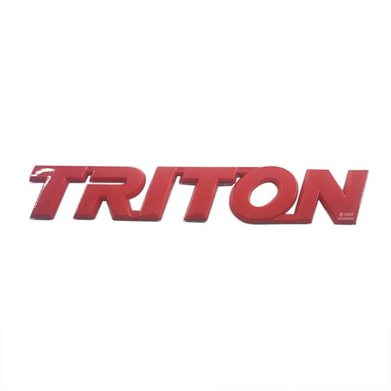 1pc Stiker Emblem Logo TRITON Bahan ABS Warna Merah Untuk Mobil Mitsubishi TRITION