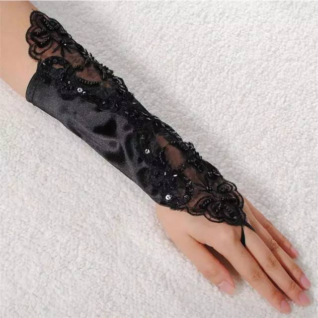 Black lace wedding gloves  sarung tangan hitam