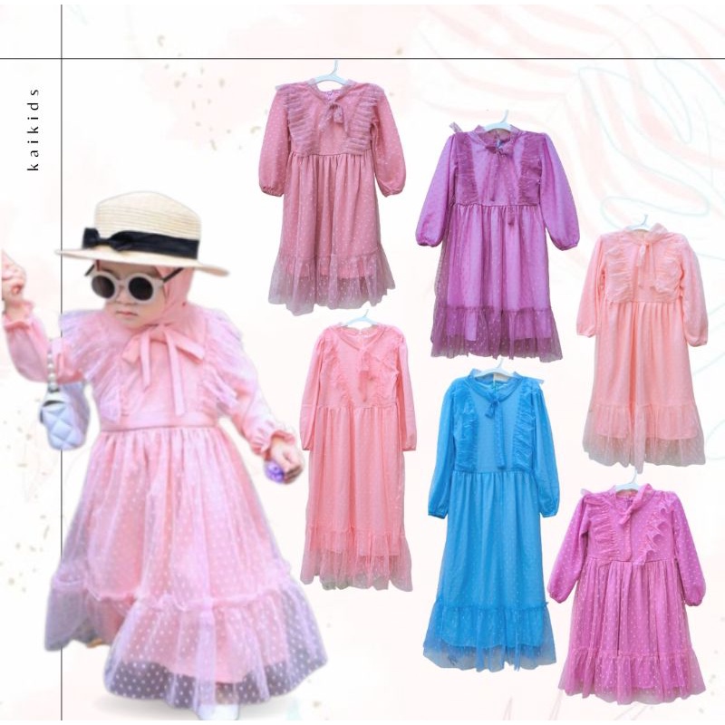 Gamis Anak Perempuan Tutu Tile Polkadot