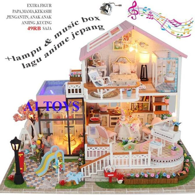 Promo Dollhouse Rumah Rumahan Miniatur Diy Roleplay Mainan Edukasi Sww