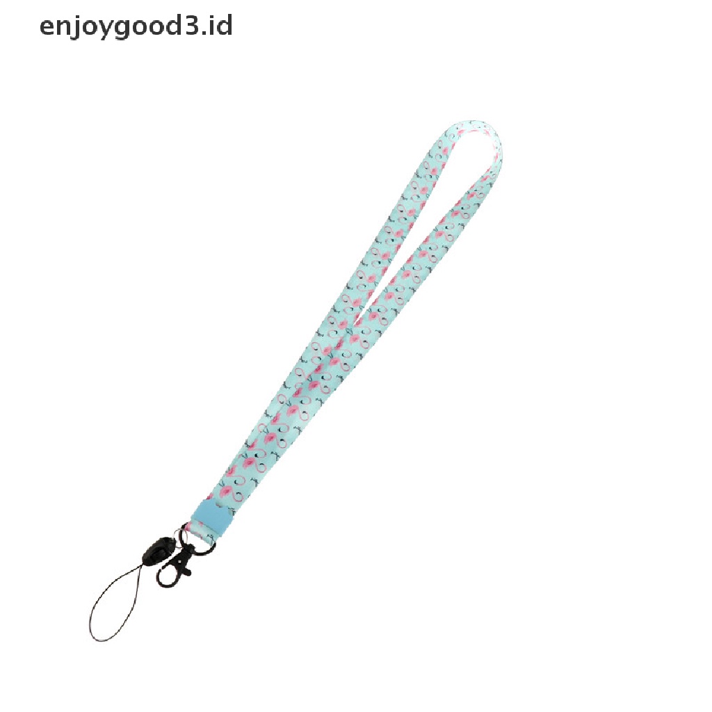 (Rready Stock) Tali lanyard Motif Print Kaktus / flamingo Untuk Handphone (ID)