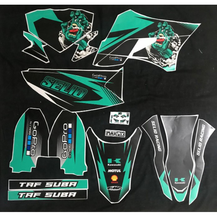 decal stiker klx 150 s dekal stiker striping custom fullbody hijau army