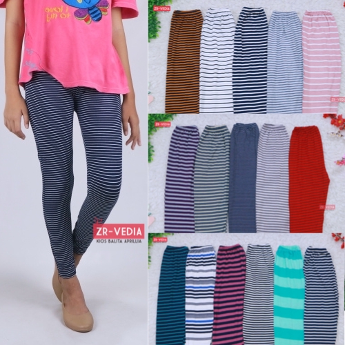 Legging Salur uk 1-15 Tahun TK SD / Stripe Anak Celana Panjang Lejing Laging Bahan Kaos Anak Perempuan Pants