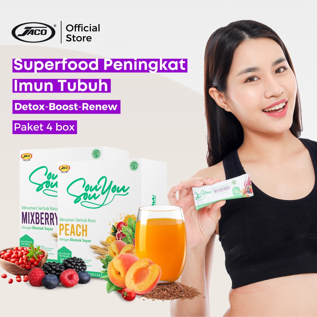 Jaco SouSouYou Enriching Fiber Drink Minuman Berserat Tinggi Antidioksidan - Paket 4 Box