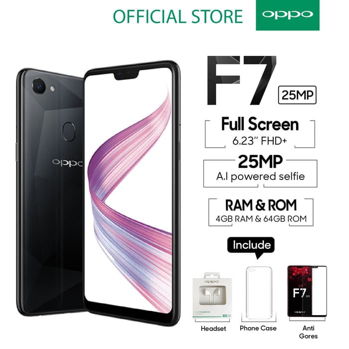 OPPO F7 Smartphone 4GB Black (Garansi Resmi OPPO)