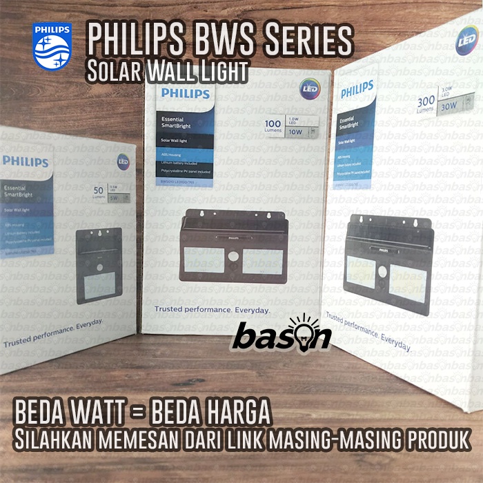 PHILIPS BWS010 0.5W LED50 Solar Wall Light - Lampu Tenaga Surya dengan Sensor Gerak