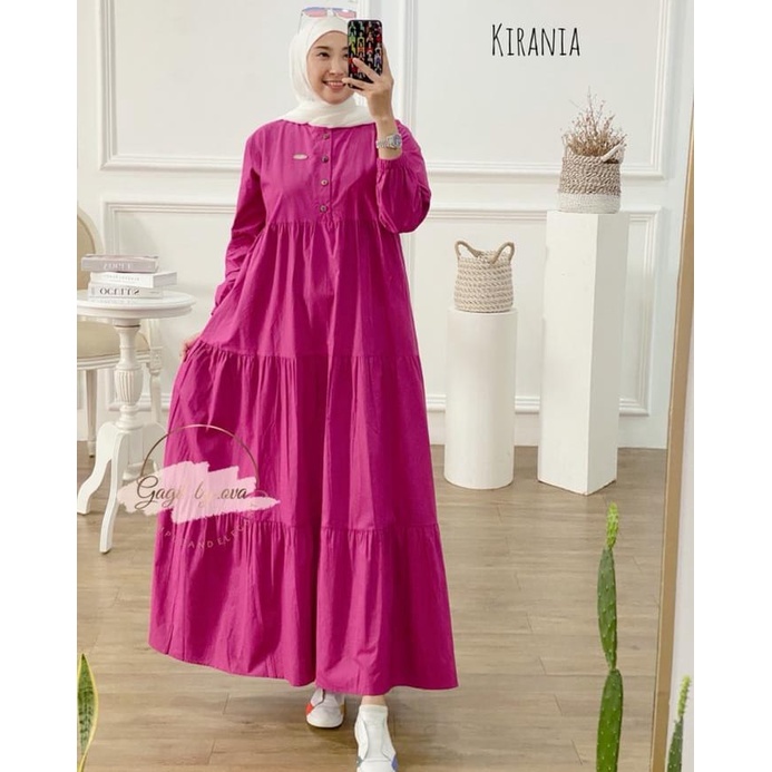 Kirania Dress Jumbo XL, XXL, XXXL Gamis Rayon Premium Terbaru Gamis Polos Katun Busui Friendly Long Dress Muslim Home Dress Casual