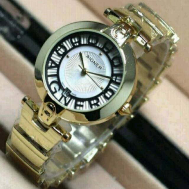 Jam Tangan Wanita Elegant Exclusive AIGNER Princess Premium Watch Gold