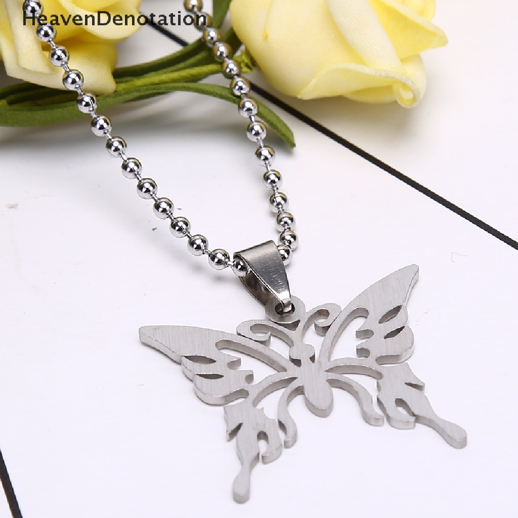 Kalung Rantai Liontin Butterfly Bahan Stainless Steel Untuk Pria Dan Wanita