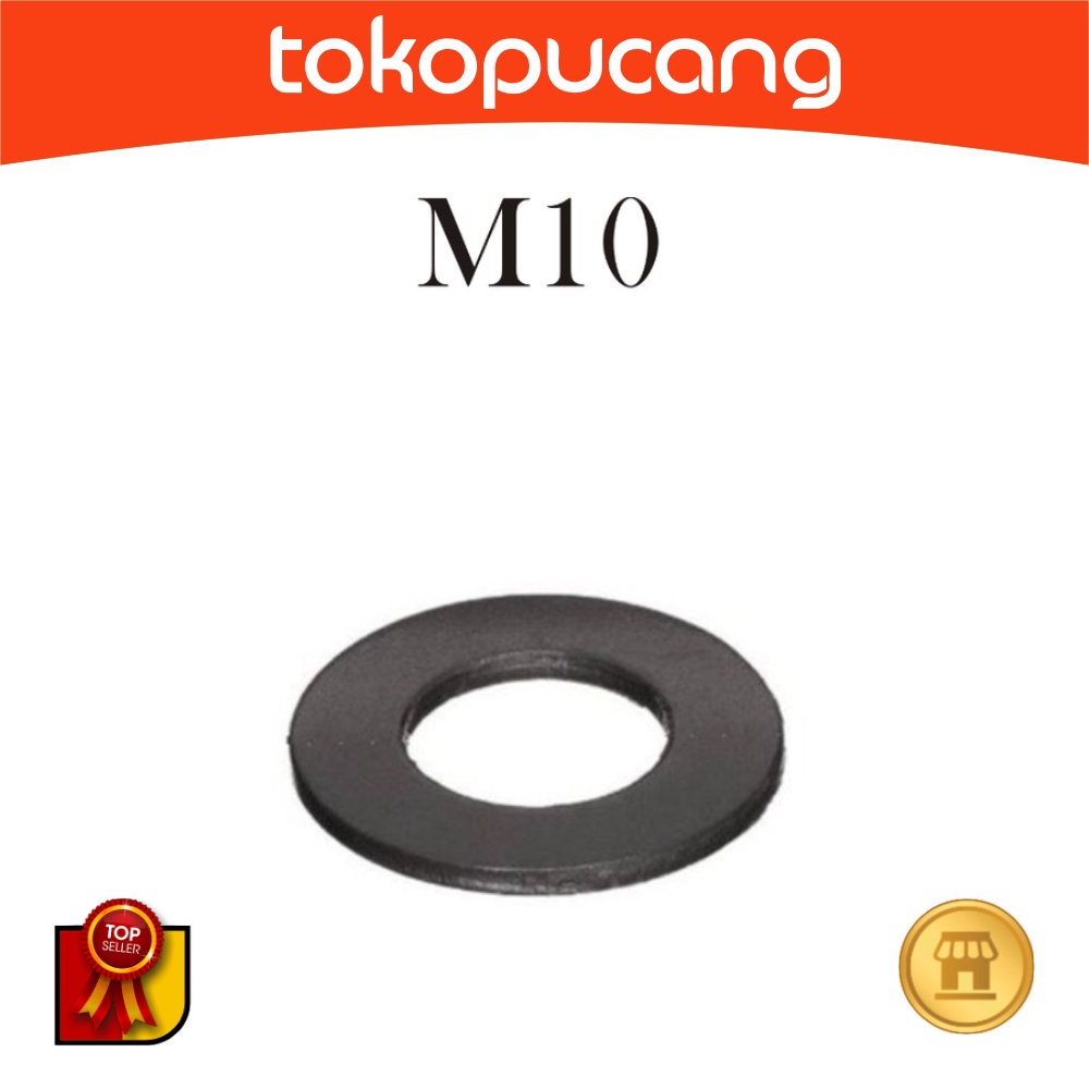 Ring plat besi M10 hitam (Flat Washer) Ring Plat M-10