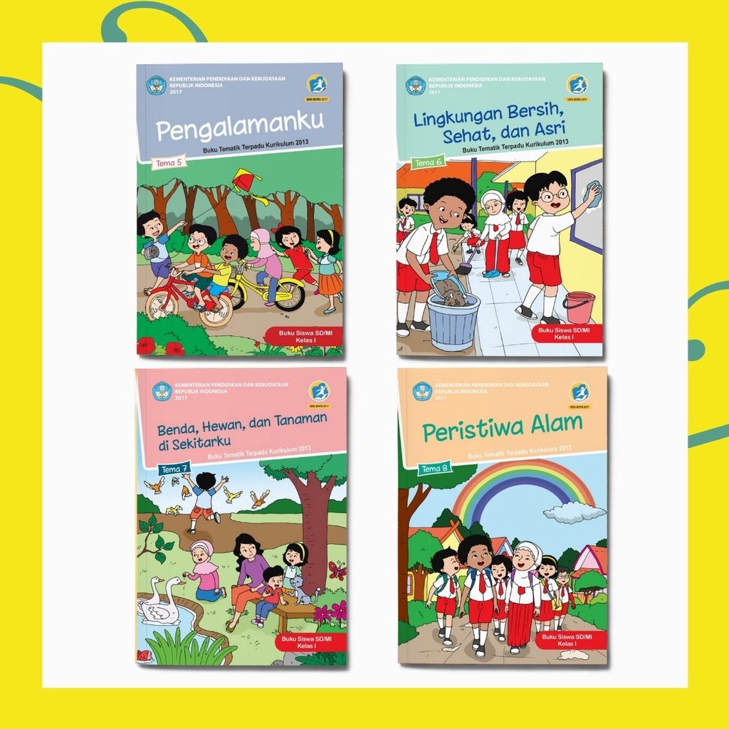 Paket Buku Tematik SD Kelas 1 Semester 2 Kurikulum 2013 Terbaru (1 Paket 4 Buku)