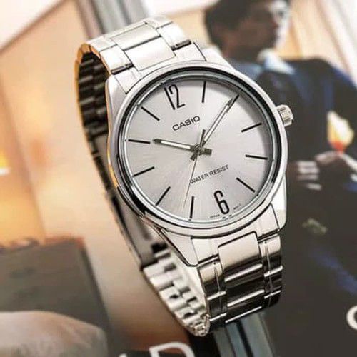 PA JAM TANGAN RANTAI PRIA / WANITA  CASIO MTP V001D ANALOG QUARTZ GROSIR IMPORT STAINLESS STEEL CS011