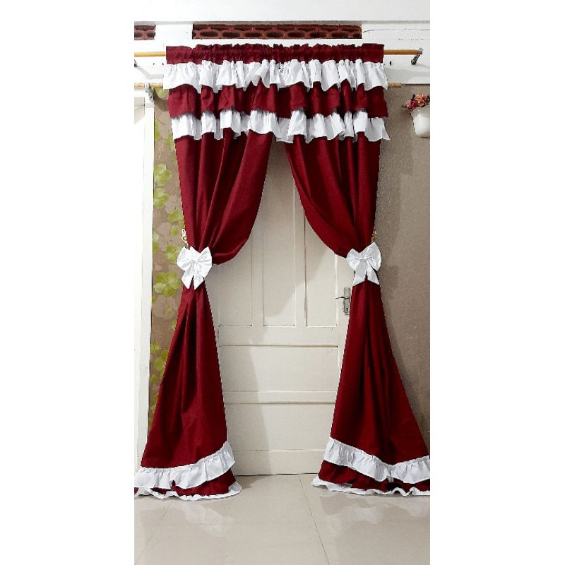 GORDEN SERUT REMPEL SUSUN /HORDEN PINTU DAN JENDELA /POLOS MERAH MARUN