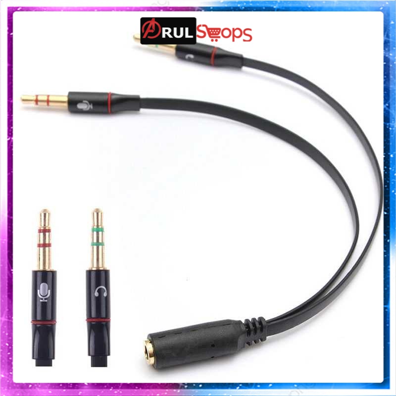 Taffware Splitter Audio Jack 3.5mm Female Dual 3.5mm Male (Mic+Hear)