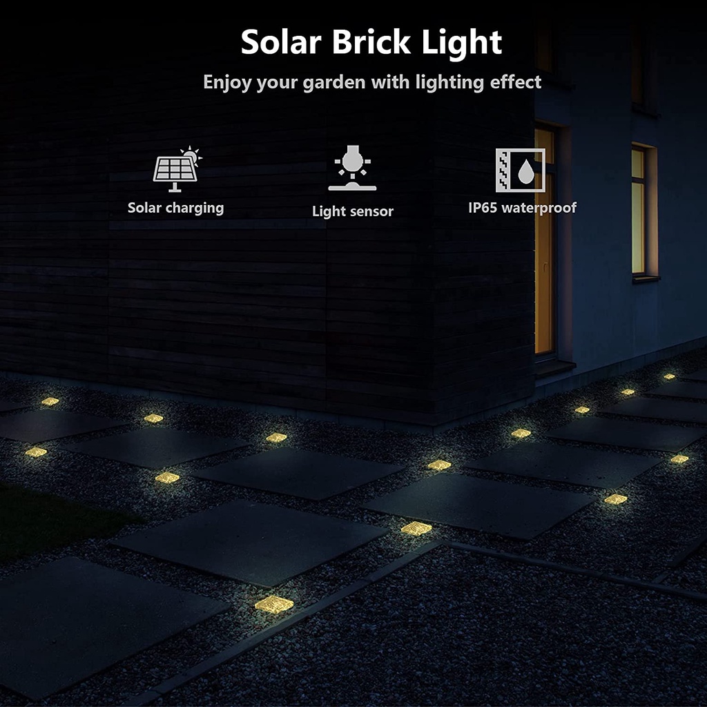 [Solar Brick Buried Square Ice Lights] [Outdoor Waterproof Paver Landscape Decorative Lamps] [Ice Cube Light for Garden, Pathway, Patio, Walkway, Courtyard]