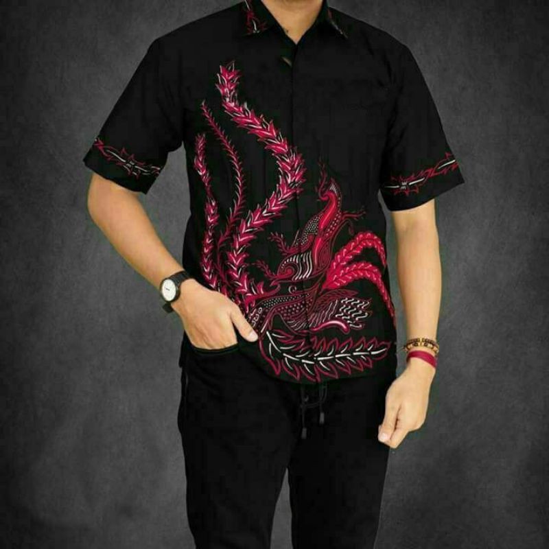 Bswart Batik Hrb026 Kenongo Hem Pendek Padi Pekalongan M L Xl Batik Pria Murah Modern Grosir