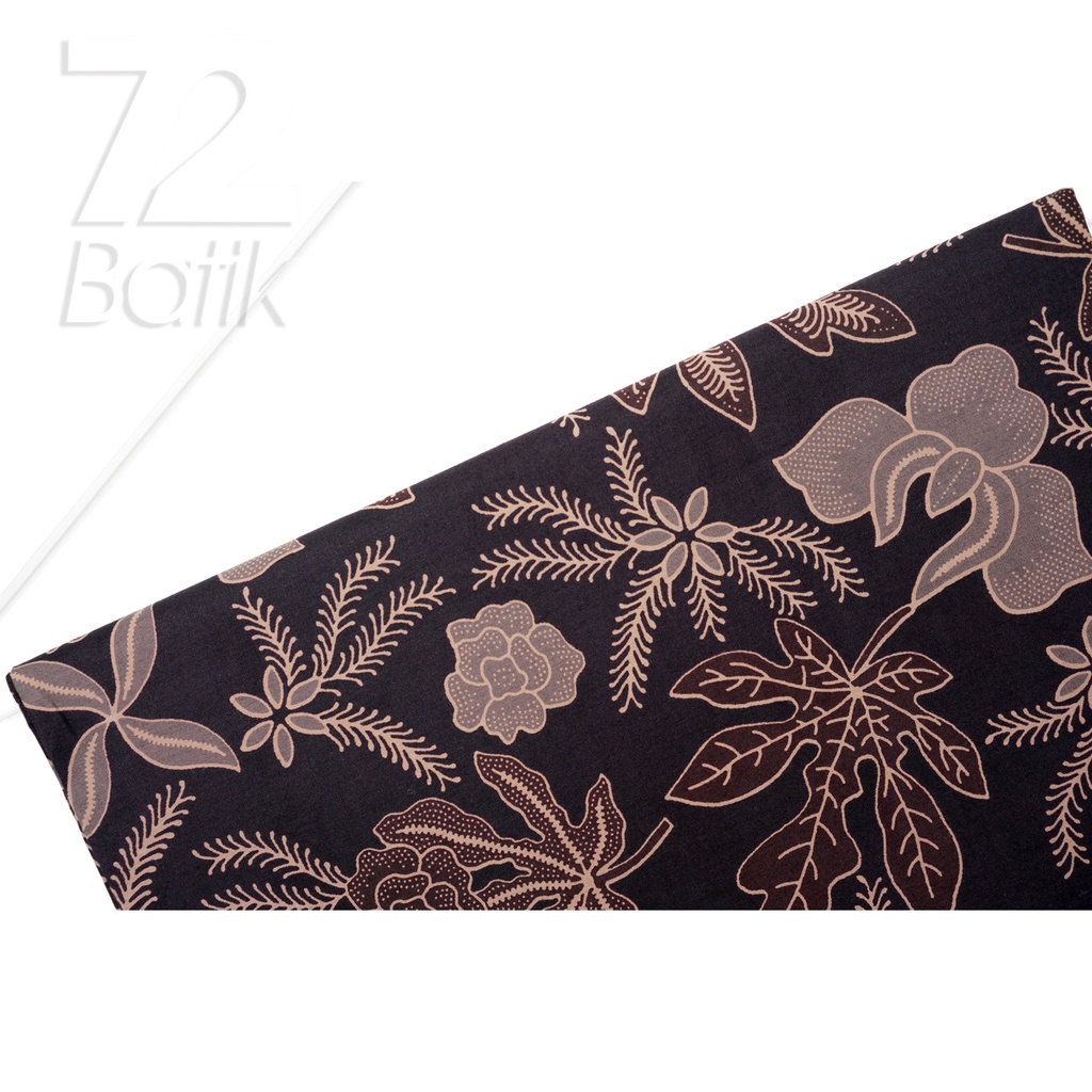 KAIN BATIK PREMIUM Bahan Katun Motif Daun Pepaya Warna Hitam 721930 Cap 72 Jarik Jarit Samping Kebat Panjang Batik Katun Modern Premium Bahan Seragam Batik Pernikahan Kantor Keluarga Murah Kamen Jadi Batik Bali Lembaran