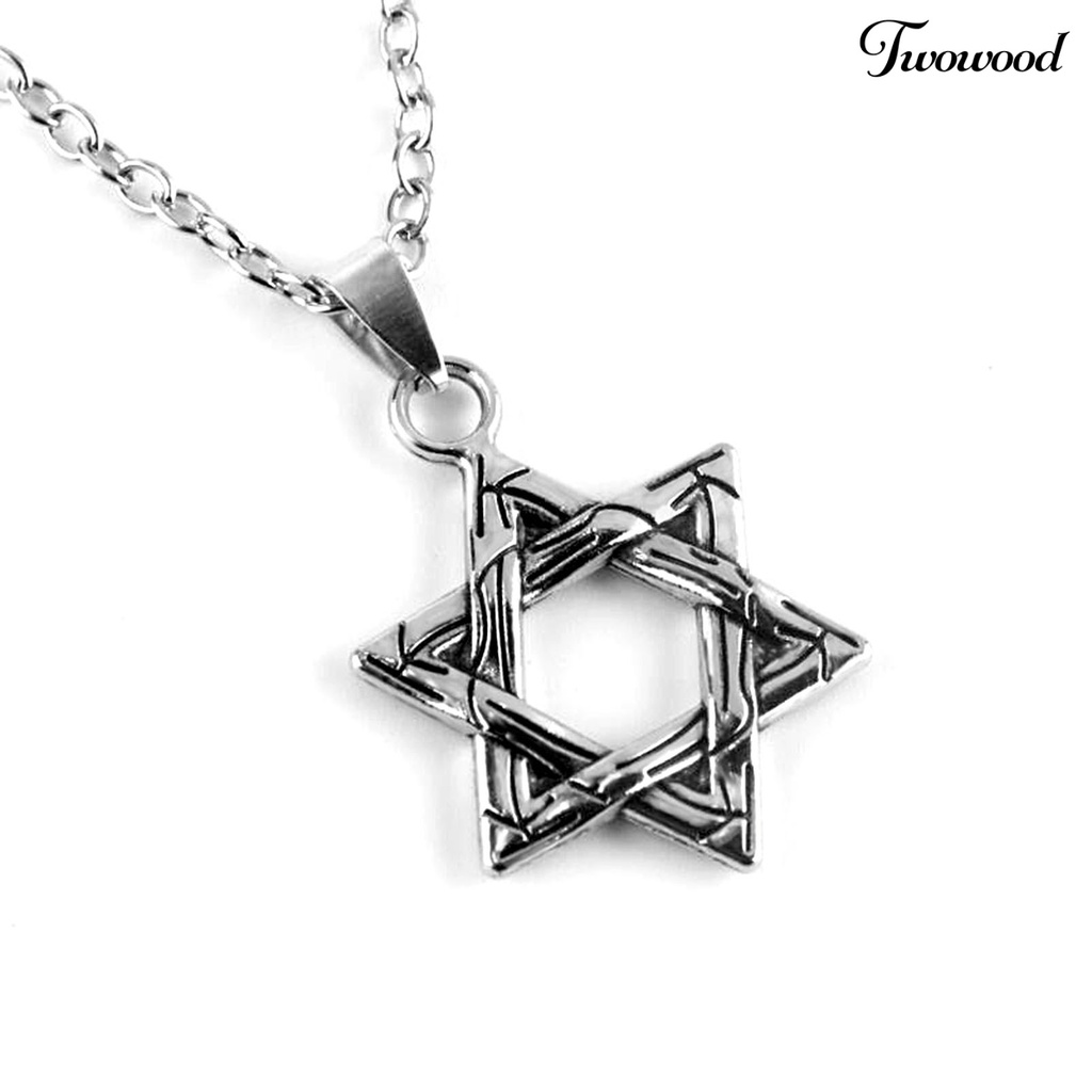 Kalung Rantai Liontin Hexagram Gaya Hip Hop Untuk Unisex