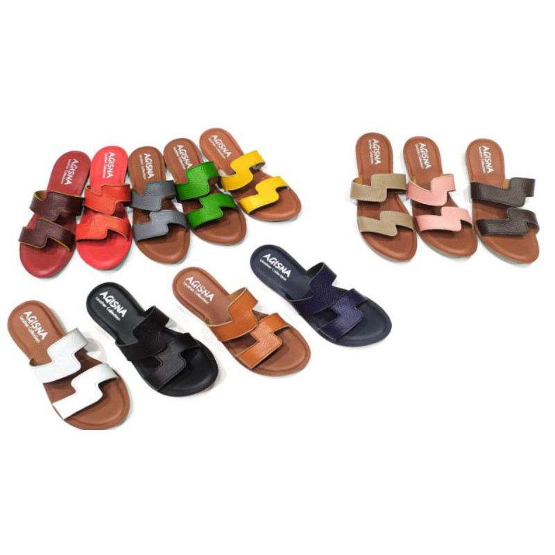 sandal kulit wanita model zigzag