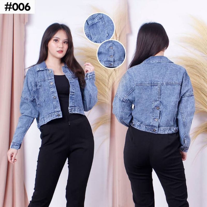 JAKET JEANS CROP WANITA | DENIM | MODEL KANCING | STYLE WANITA MASA KINI