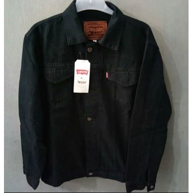 PROMO JAKET JEANS PRIA WARNA HITAM KERAH SAKU DALAM BAHAN JEANS TEBAL 2021