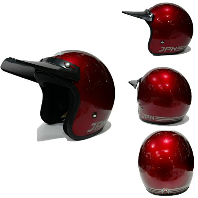 Helm Bogo Jpn Semi Croos Maroon Gloss Topi Panjang