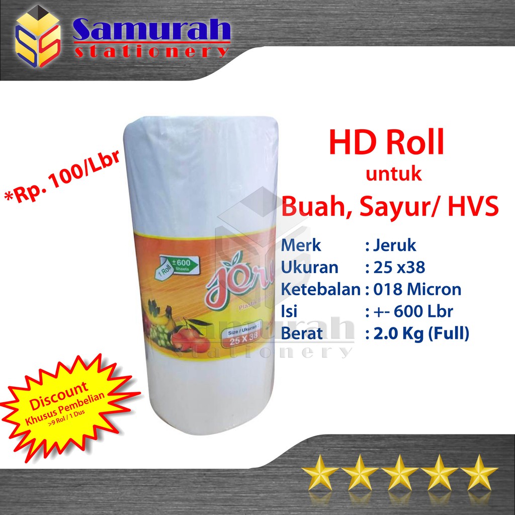 

RN Plastik HD Roll Buah Jeruk 25X38 - 30X45 / Plastik Roll Buah - Makanan Ukuran 25 X 38 - 30 X 45