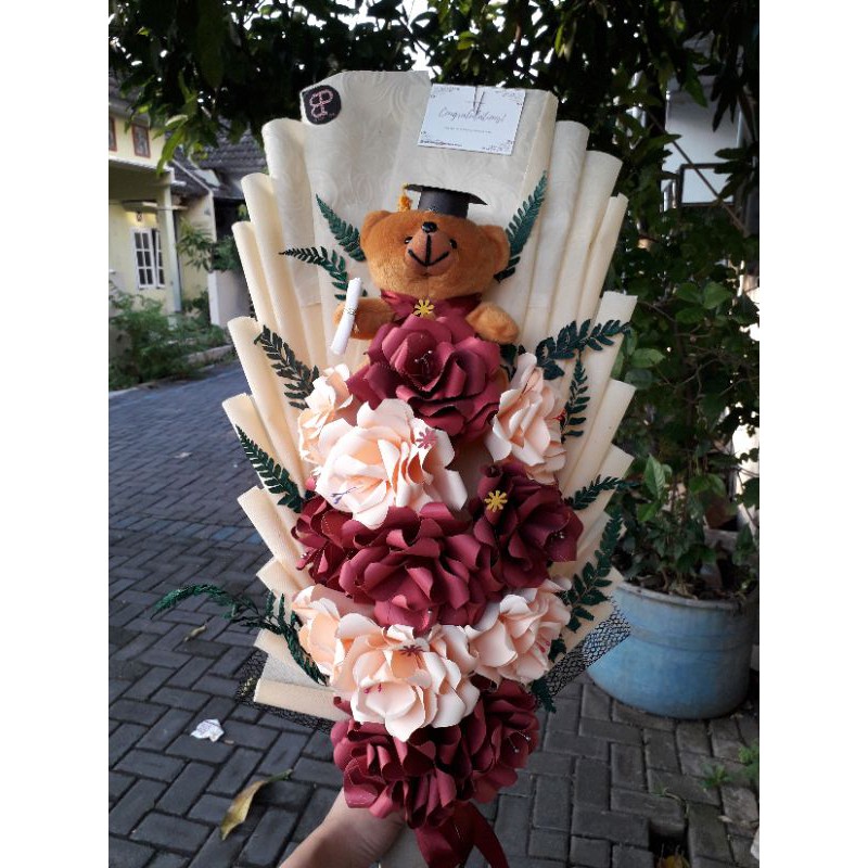 [PROMO] Buket Bunga Kertas Boneka Besar / Hadiah Wisuda / Bouquet Wisuda / Kembang Kertas