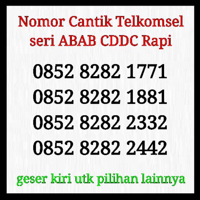 Nomor Cantik Telkomsel Kartu As ABAB CDDC Rapi