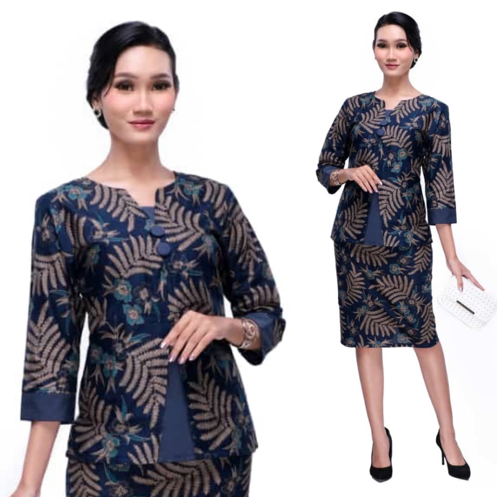 Setelan Rok Blus Wanita Batik Arini Biru
