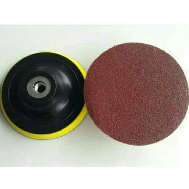 Tatakan Amplas Velcro Gerindra 4 inch Dudukan Bulat Polishing Bor Grinder Sanding Pad 4&quot; 4inch Rekat