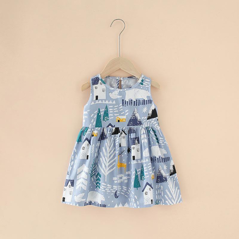 Dress Katun [ Blue ] Anak Perempuan [ Usia 2 -5 Tahun ] HM789