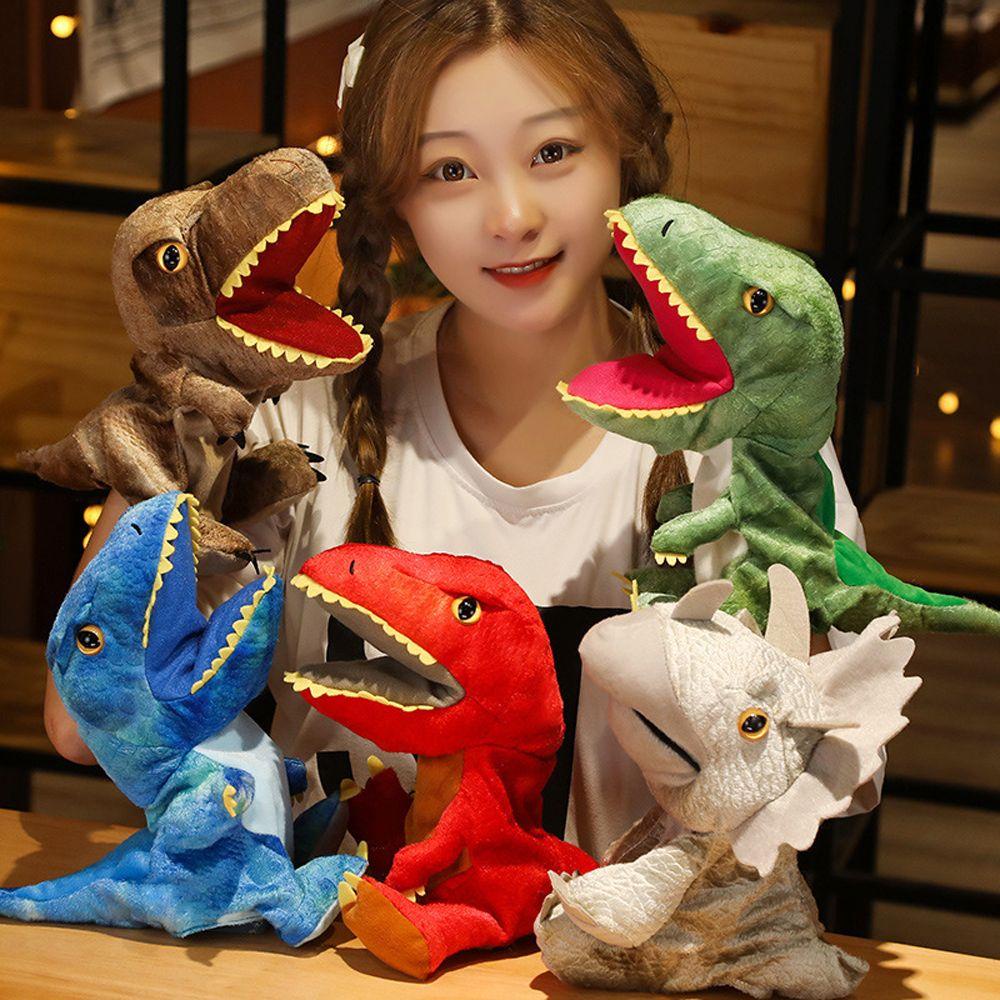 Lanfy Dinosaurus Boneka Tangan Mewah Manusia Hidup Triceratop Lembut Anak Hadiah Mainan Anak Kartun Hewan Cerita Boneka Mainan