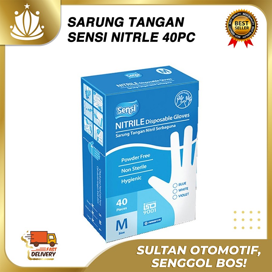 Sarung Tangan SENSI NITRILE Premium Higienis isi 40 Gloves Universal