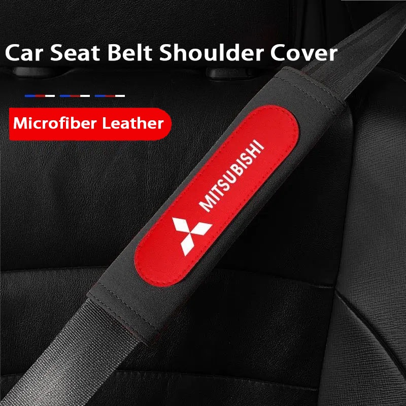 2pcs Cover Pelindung Sabuk Pengaman Mobil Bahan Kulit suede Untuk Mitsubishi Attrage Mirage G4 Triton Xpander Pajero Xpander Lancer ASX Storm Kuda Outlander