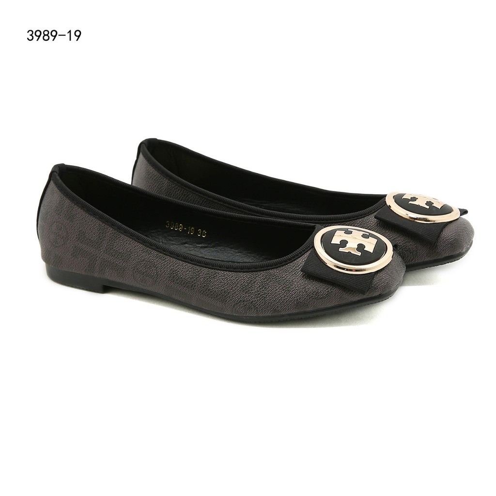 Leather and Canvas Flat Shoes  #3989-19