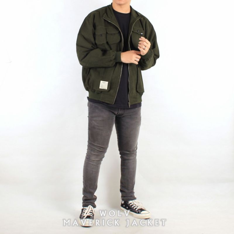 JAKET PRIA VINTAGE MAVERICK ORIGINAL WOLV-Maverick Hijau