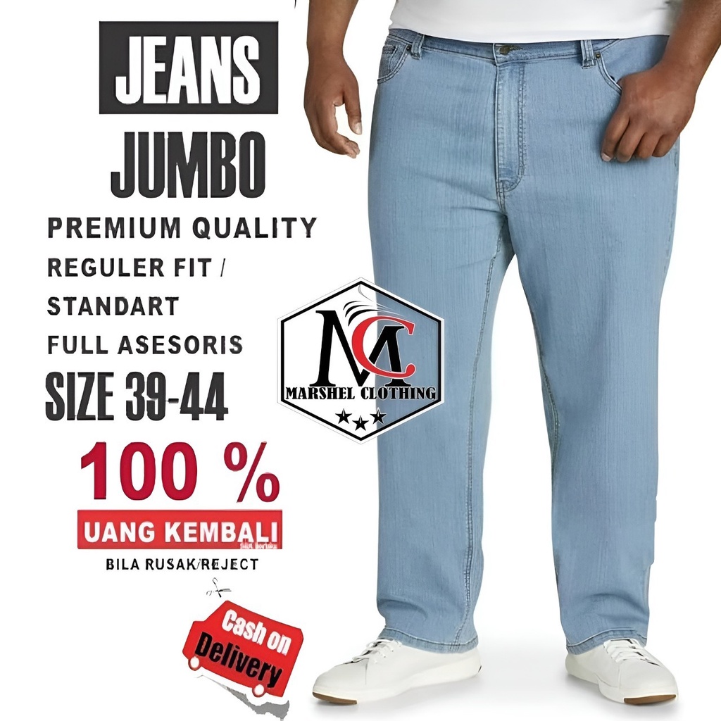 RCL - Celana Jeans Biowash Panjang Pria Reguler Jumbo Big Size Jens Cowok Standar Ukuran Besar 38 s/d 44