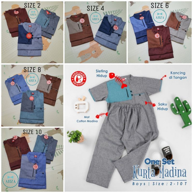 AHZA PADDLE KIDS KURTA MADINA SETELAN KOKO ANAK 2-10