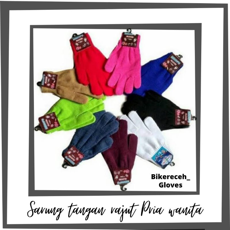 Sarung Tangan Rajut Polos Belang Warna Pria Wanita Murah Bagus Touchscreen