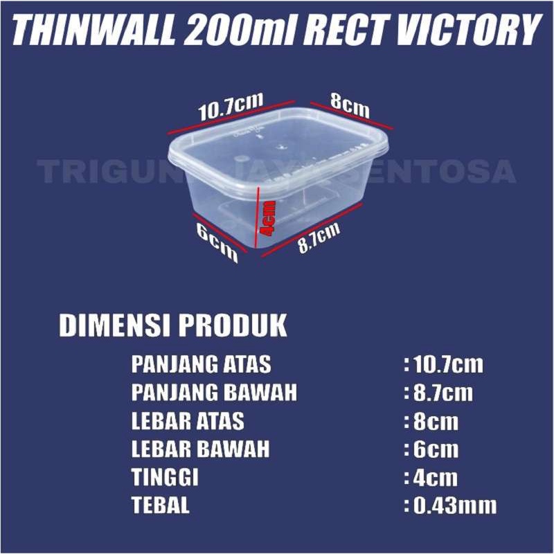 Thinwall 200ml Rectangle Food Container Kotak Makan Dus Semua Jasa Kirim