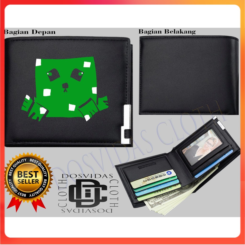 Dompet Pria Lipat MINECRAFT ADPOT A CREEPER Dompet Kulit Men Fashion Letter Wallet CREEPER KEREN COD
